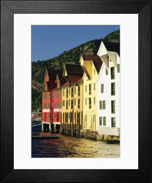 Framed Print : Restored wooden warehouses on the harbourfront Framed Print : Restored wooden warehouses on the harbourfront