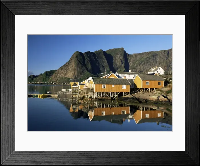 Framed Print : Fishing village on Sakrisoya Island Framed Print : Fishing village on Sakrisoya Island