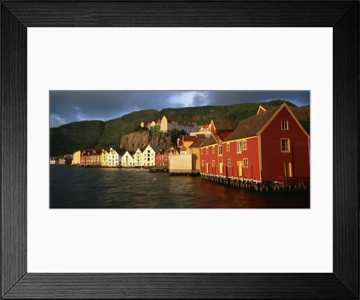 Framed Print : Restored harbour front wooden warehouses Framed Print : Restored harbour front wooden warehouses