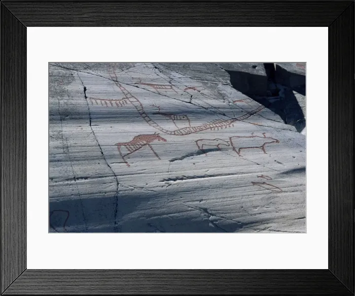 Framed Print : Rock carvings between 2000 and 6000 years old on ice striations Framed Print : Rock carvings between 2000 and 6000 years old on ice striations