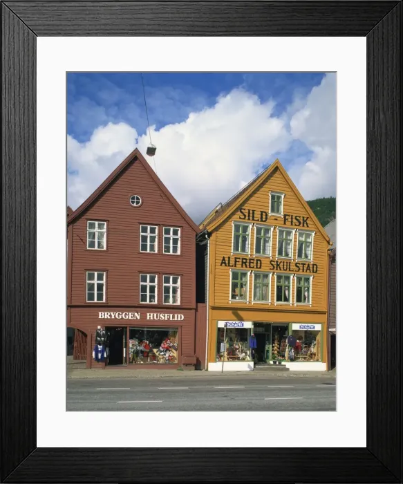 Framed Print : Traditional wooden building facades Framed Print : Traditional wooden building facades