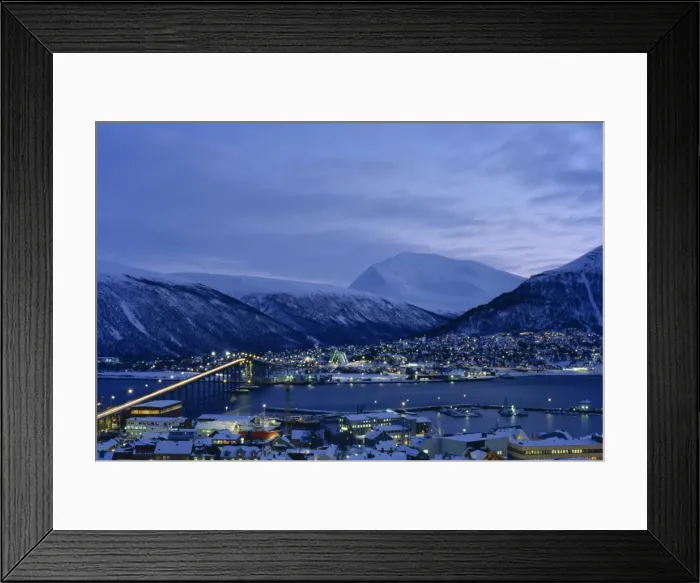 Framed Print : Tromso and its bridge to the mainland at dusk Framed Print : Tromso and its bridge to the mainland at dusk