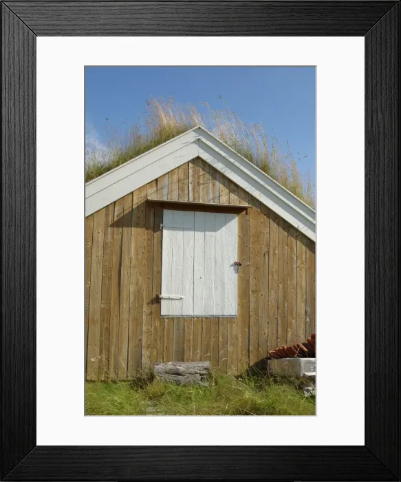 Framed Print : Turf roofed wooden hut Framed Print : Turf roofed wooden hut