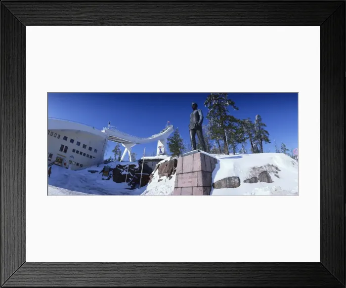 Framed Print : Statue of Fridtjof Nansen and the ski jump at the Ski Museum