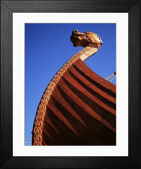 Framed Print : Close-up of Viking ship used as a charter boat Framed Print : Close-up of Viking ship used as a charter boat