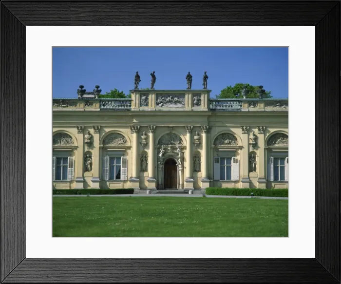 Framed Print : Statues and decorative facade of the Wilanow Palace dating from 1696 Framed Print : Statues and decorative facade of the Wilanow Palace dating from 1696