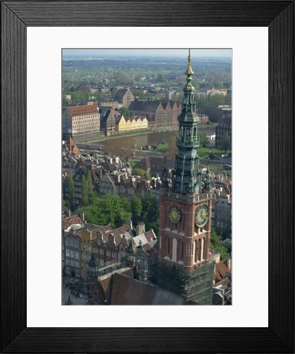 Framed Print : Clock tower and city centre from a high view point in Gdansk Framed Print : Clock tower and city centre from a high view point in Gdansk