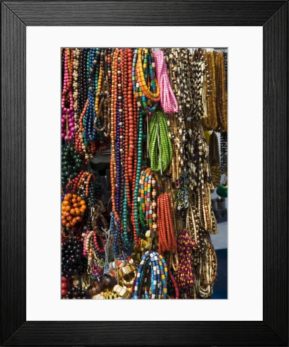 Framed Print : Necklaces on a market stall in the Cloth Hall on Main Market Square Framed Print : Necklaces on a market stall in the Cloth Hall on Main Market Square