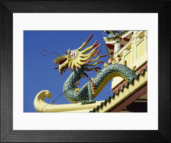 Framed Print : Dragon decoration on the exterior of a Taoist temple Framed Print : Dragon decoration on the exterior of a Taoist temple