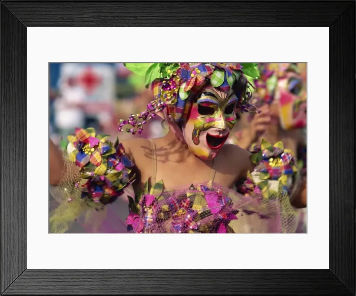 Framed Print : Portrait of a masked dancer at Mardi Gras carnival Framed Print : Portrait of a masked dancer at Mardi Gras carnival