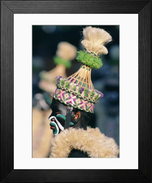 Framed Print : Portrait of a man in costume and facial paint Framed Print : Portrait of a man in costume and facial paint