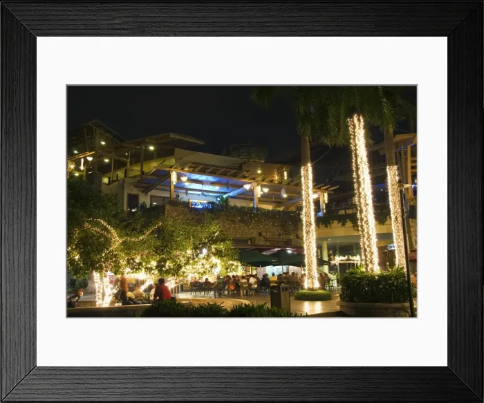 Framed Print : Greenbelt Entertainment Area with illuminated palm Framed Print : Greenbelt Entertainment Area with illuminated palm