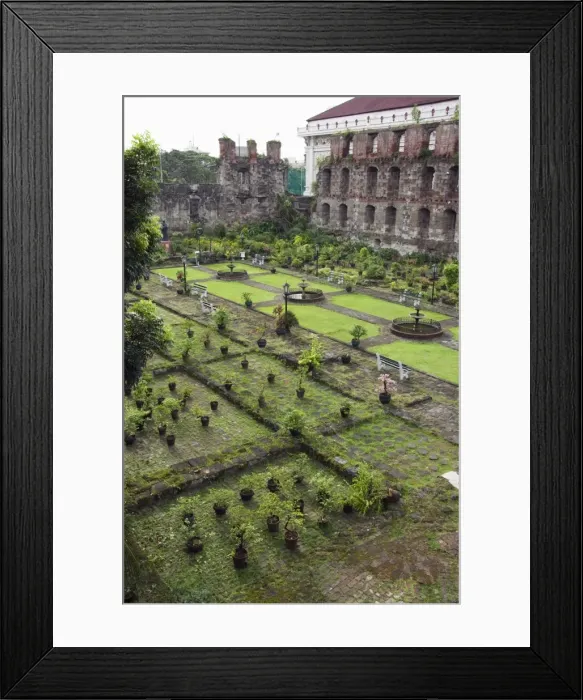 Framed Print : Ornamental garden of San Agustin church and museum Framed Print : Ornamental garden of San Agustin church and museum