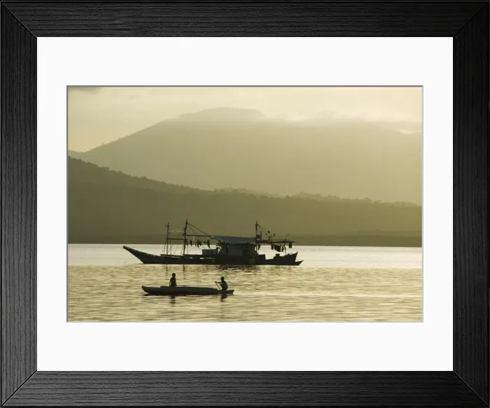 Framed Print : Silhouette of fishing boat at sunset Framed Print : Silhouette of fishing boat at sunset