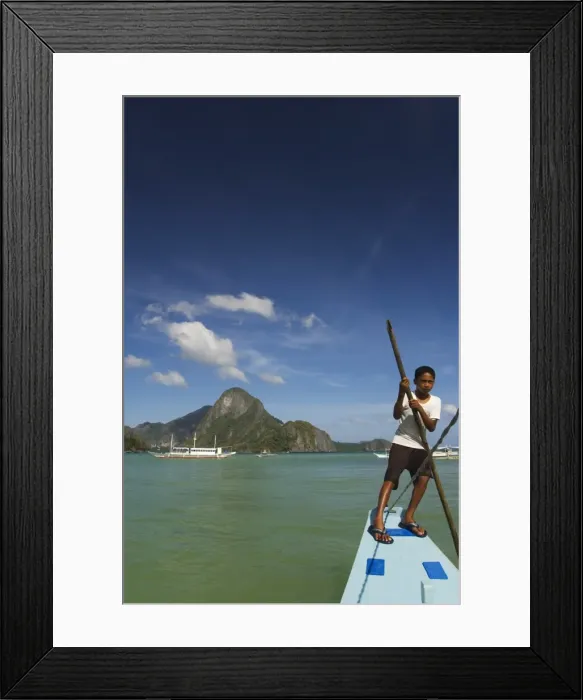 Framed Print : Young boy punting boat Framed Print : Young boy punting boat