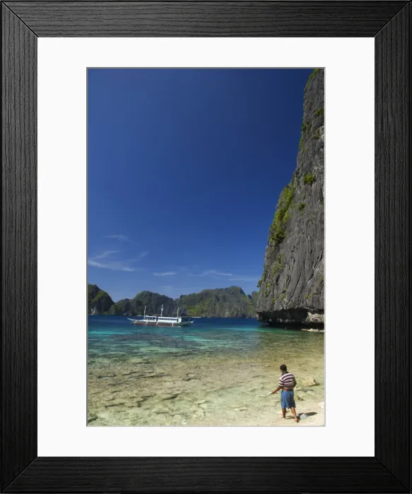 Framed Print : Fisherman on Coral Fringe Clear Waters Framed Print : Fisherman on Coral Fringe Clear Waters