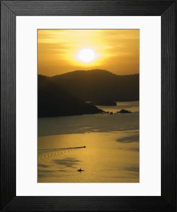 Framed Print : Sunset and fishing boats on Coron Bay