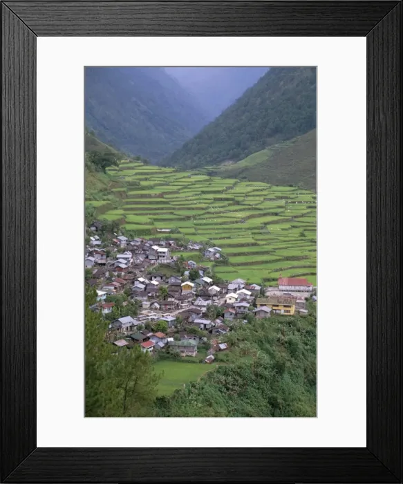 Framed Print : Rice terraces and village Framed Print : Rice terraces and village