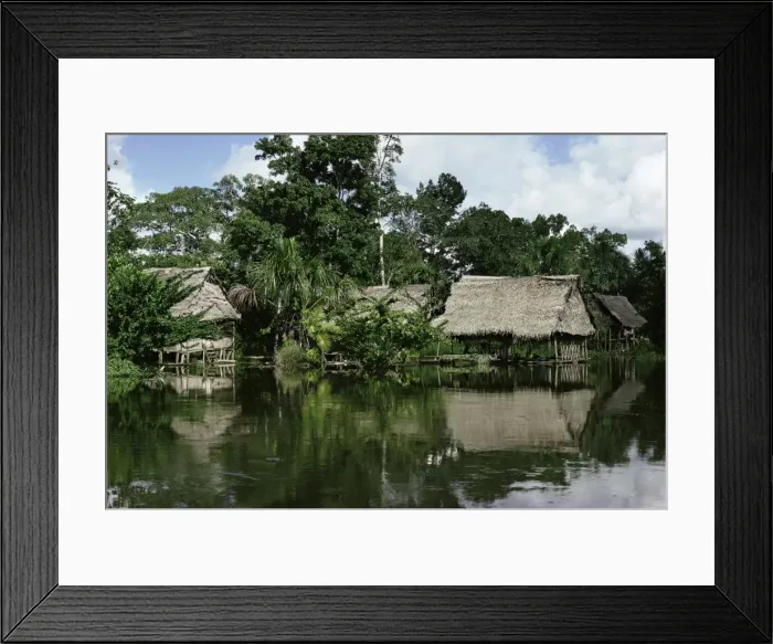 Framed Print : Building on stilts reflected in the River Amazon Framed Print : Building on stilts reflected in the River Amazon
