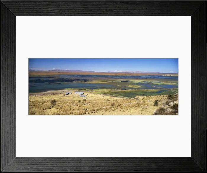 Framed Print : elevated view of Lake Titicaca