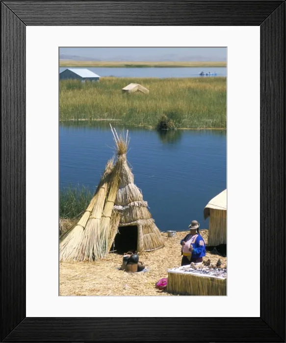 Framed Print : Uros (Urus) village on floating island Framed Print : Uros (Urus) village on floating island