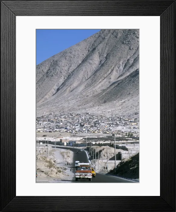 Framed Print : Road to Cuzco past Chachani volcano Framed Print : Road to Cuzco past Chachani volcano