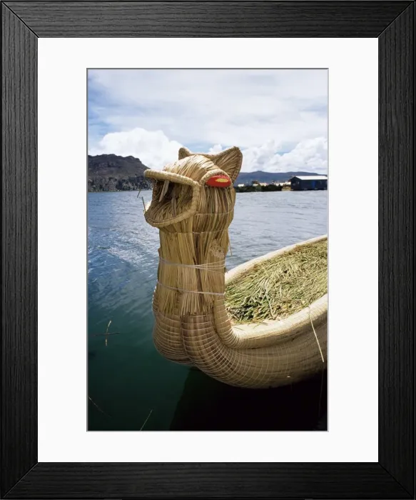 Framed Print : Typical reed boat made by Uros people Framed Print : Typical reed boat made by Uros people