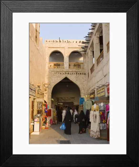Framed Print : The restored Souq Waqif with mud rendered shops Framed Print : The restored Souq Waqif with mud rendered shops