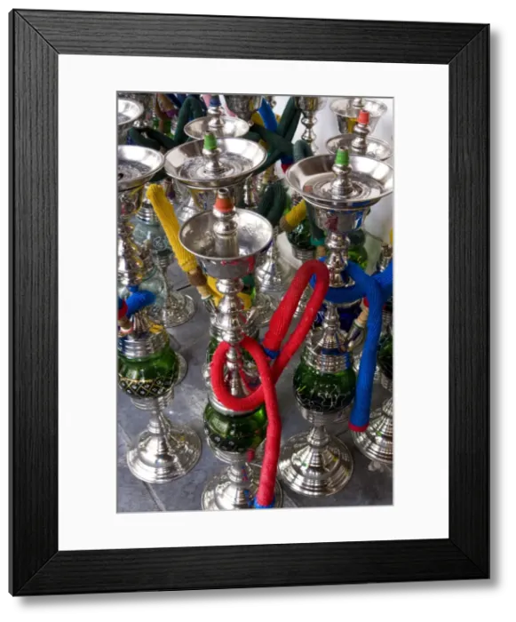 Framed Print : Hubble bubble (hooka) water pipes for sale in the Souq Waqif Framed Print : Hubble bubble (hooka) water pipes for sale in the Souq Waqif