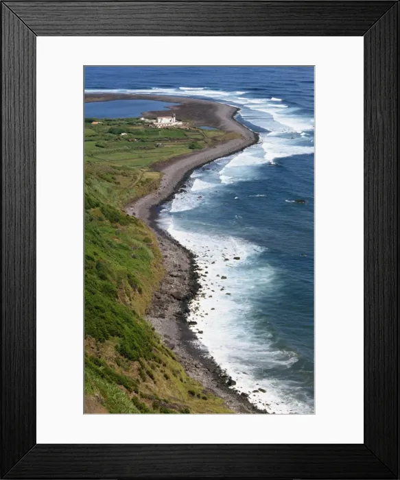 Framed Print : Low aerial of the coastline at Faja dos Tijulos on Framed Print : Low aerial of the coastline at Faja dos Tijulos on