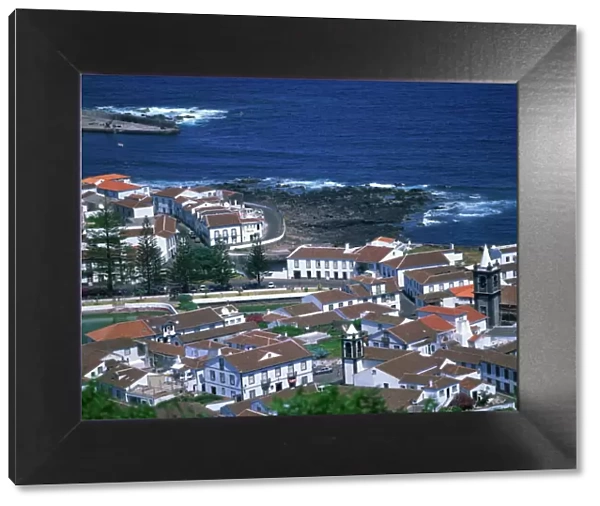 Houses and coastline in the town of Santa Cruz on the