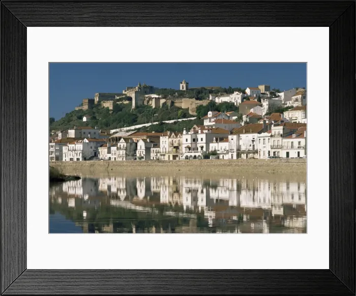 Framed Print : View of town and castle ramparts