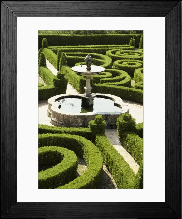 Framed Print : Fountain and box parterre Framed Print : Fountain and box parterre