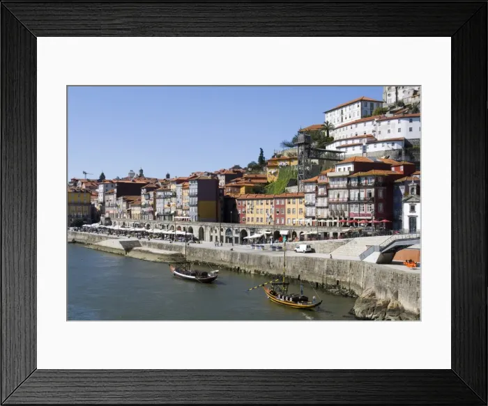 Framed Print : Cais de Ribeira waterfront near the Ponte de Dom Luis I Bridge Framed Print : Cais de Ribeira waterfront near the Ponte de Dom Luis I Bridge