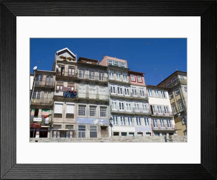 Framed Print : Cais de Ribeira waterfront near the Ponte de Dom Luis I Bridge Framed Print : Cais de Ribeira waterfront near the Ponte de Dom Luis I Bridge