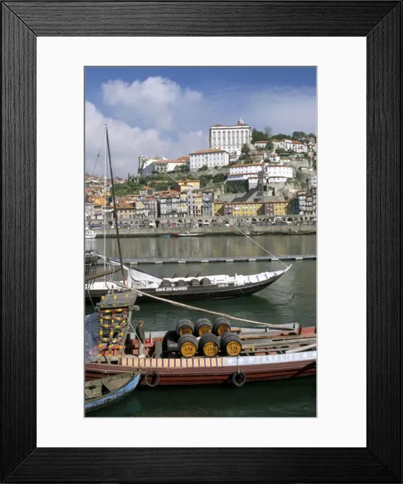 Framed Print : Port barges on Douro River