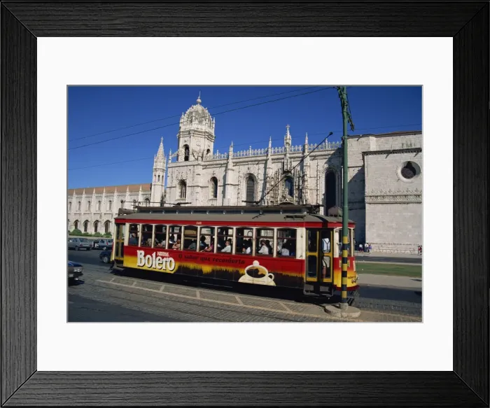 Framed Print : Tram in front of the Geronimos Monastery in the Belem area of Lisbon Framed Print : Tram in front of the Geronimos Monastery in the Belem area of Lisbon