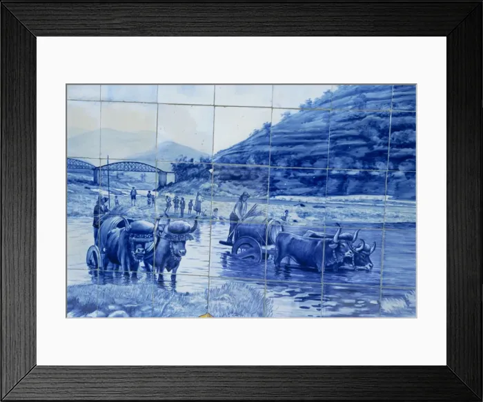 Framed Print : Azulejos showing port barrels on carts Framed Print : Azulejos showing port barrels on carts