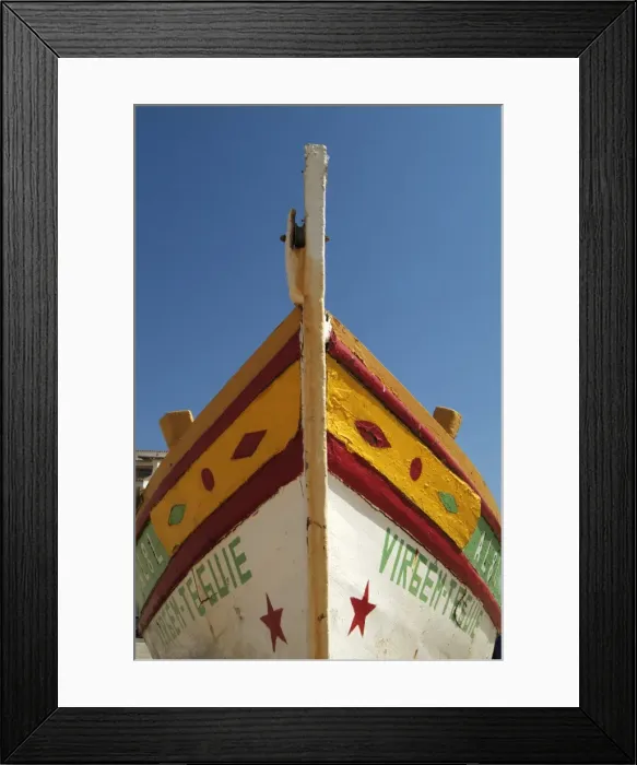 Framed Print : Close up of the prow of a traditional painted fishing boat Framed Print : Close up of the prow of a traditional painted fishing boat