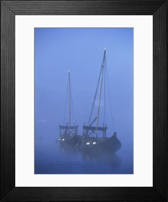 Framed Print : Two port wine barges in the mist on the River Douro in Oporto (Porto) Framed Print : Two port wine barges in the mist on the River Douro in Oporto (Porto)