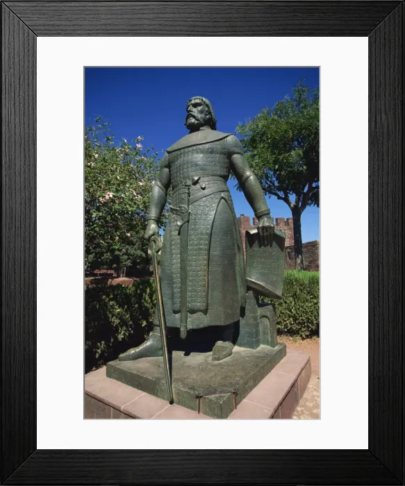Framed Print : Statue of Sancho I at the Castel dos Mouros at Silves in the Algarve Framed Print : Statue of Sancho I at the Castel dos Mouros at Silves in the Algarve