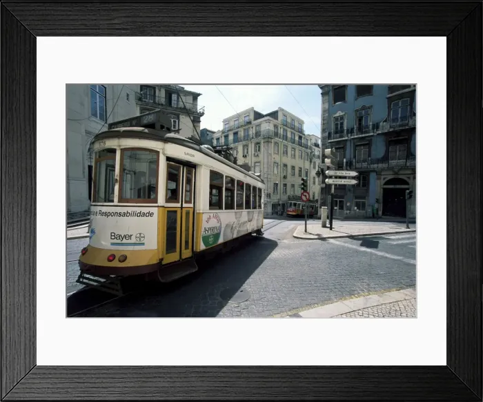 Framed Print : Tram in the Baixa district Framed Print : Tram in the Baixa district