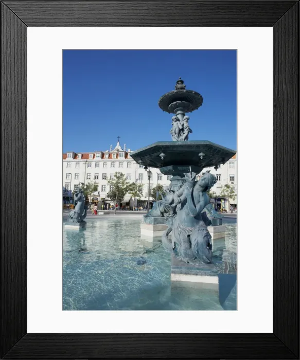 Framed Print : Statues and fountain with elegant buildings beyond Framed Print : Statues and fountain with elegant buildings beyond