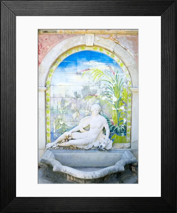 Framed Print : Fountain and painting Framed Print : Fountain and painting