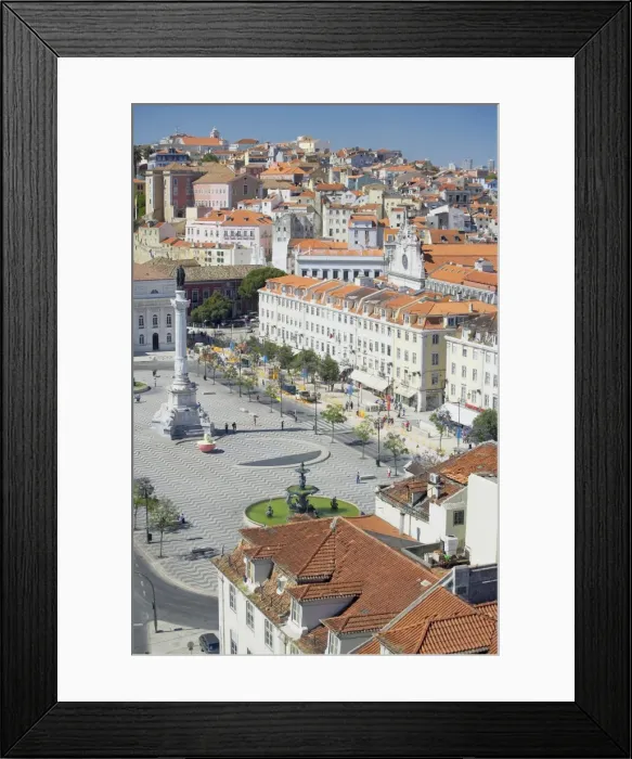 Framed Print : Aerial view of Praca Dom Pedro IV (Rossio Square) and city centre Framed Print : Aerial view of Praca Dom Pedro IV (Rossio Square) and city centre