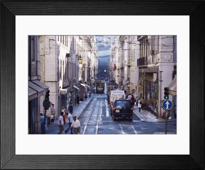 Framed Print : Traffic in the Baixa area Framed Print : Traffic in the Baixa area