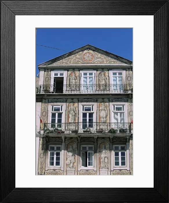 Framed Print : Facade of a building decorated with azulejos