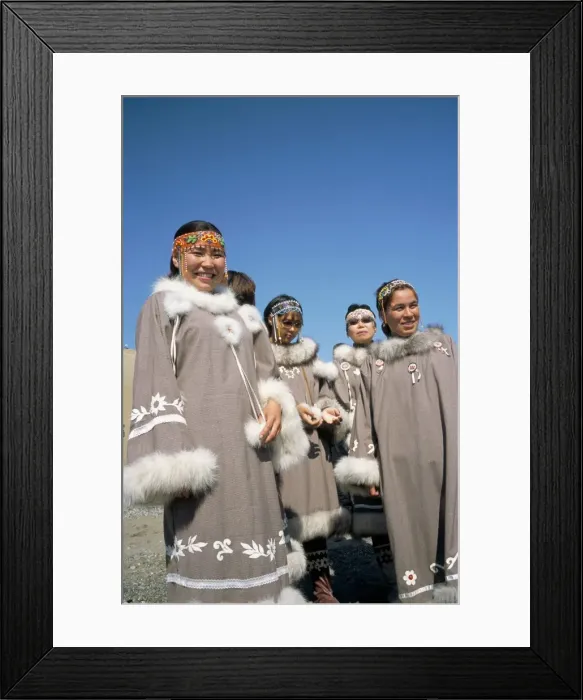 Framed Print : Eskimo women in traditional costume Framed Print : Eskimo women in traditional costume