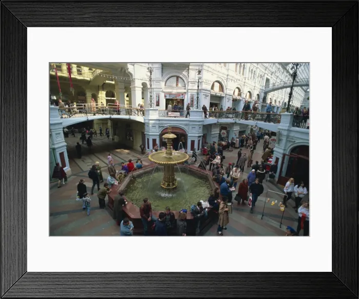 Framed Print : Crowds around the water fountain in the Gum department store Framed Print : Crowds around the water fountain in the Gum department store