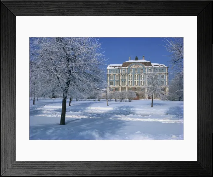 Framed Print : The Central Naval Museum in a snowy winter landscape in St Framed Print : The Central Naval Museum in a snowy winter landscape in St